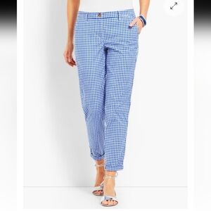 Talbot's Women's Girlfriend Chino Blue And White Gingham Pants Size (14 W)